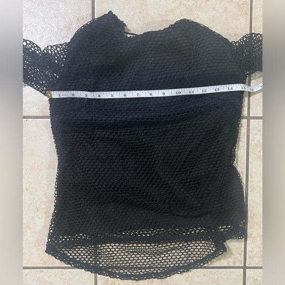 Blossom Crochet Lace Up Embroidered Black elegant Sexy Blouse sz US 4 - Picture 6 of 7